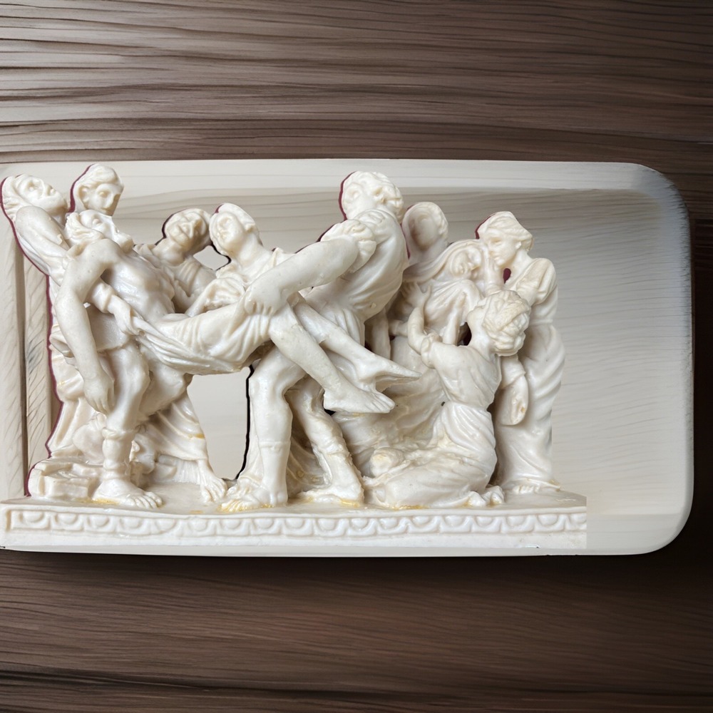 Vintage Italian Cast Marble Alabaster Descent From The Cross Religious Sculpture - Picture 3 of 9